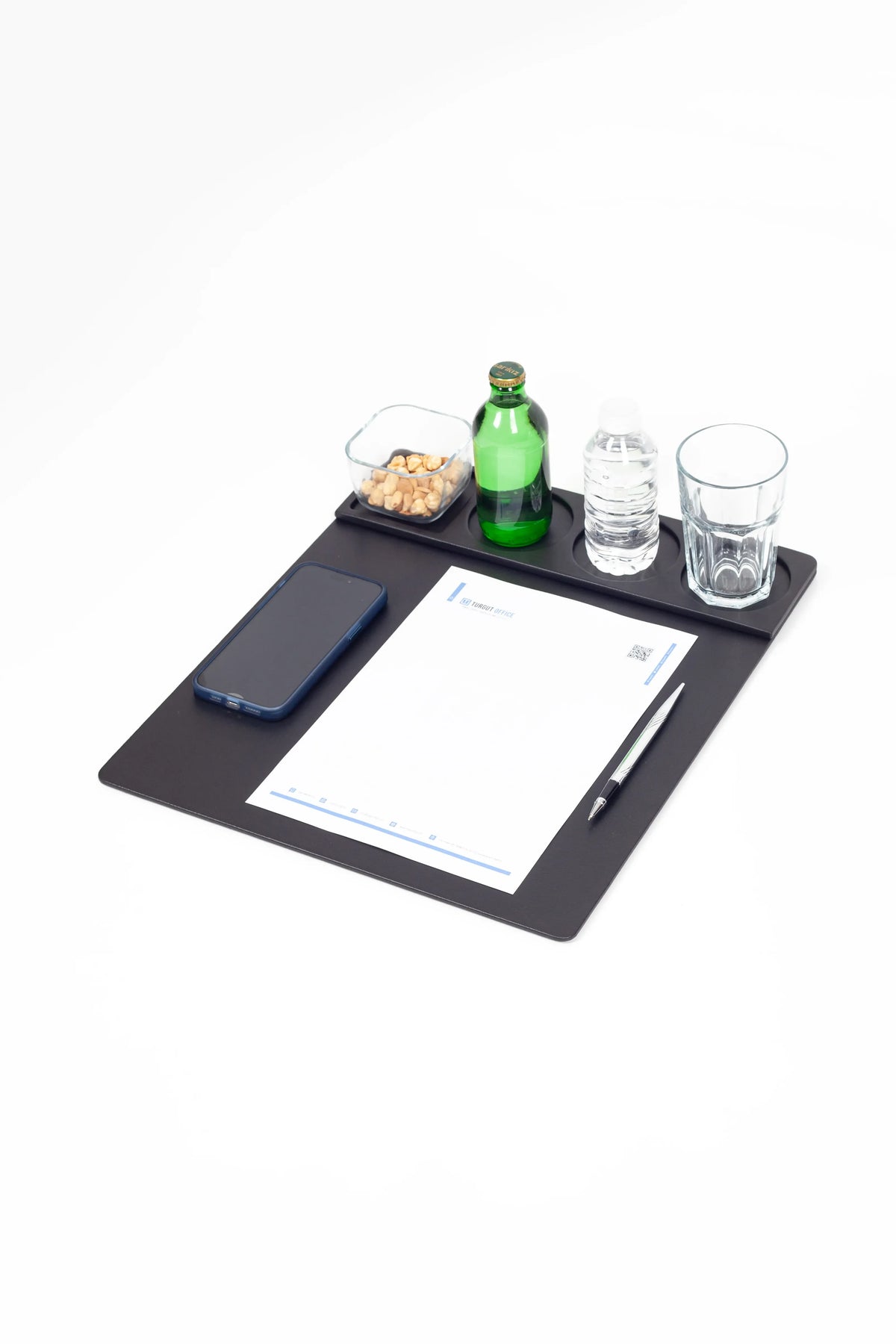 Black Faux Leather Conference Desk Pad Set - 38 x 44 cm