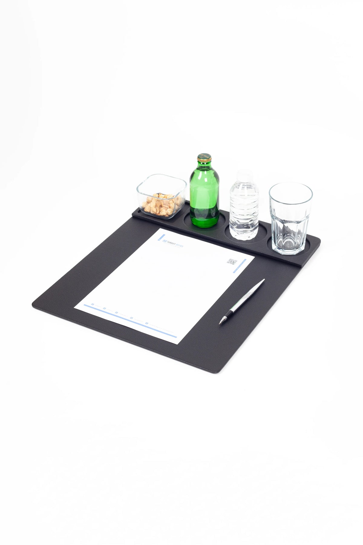 Black Faux Leather Conference Desk Pad Set - 38 x 44 cm