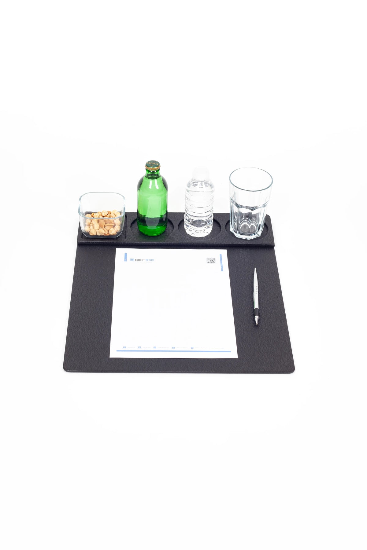 Black Faux Leather Conference Desk Pad Set - 38 x 44 cm