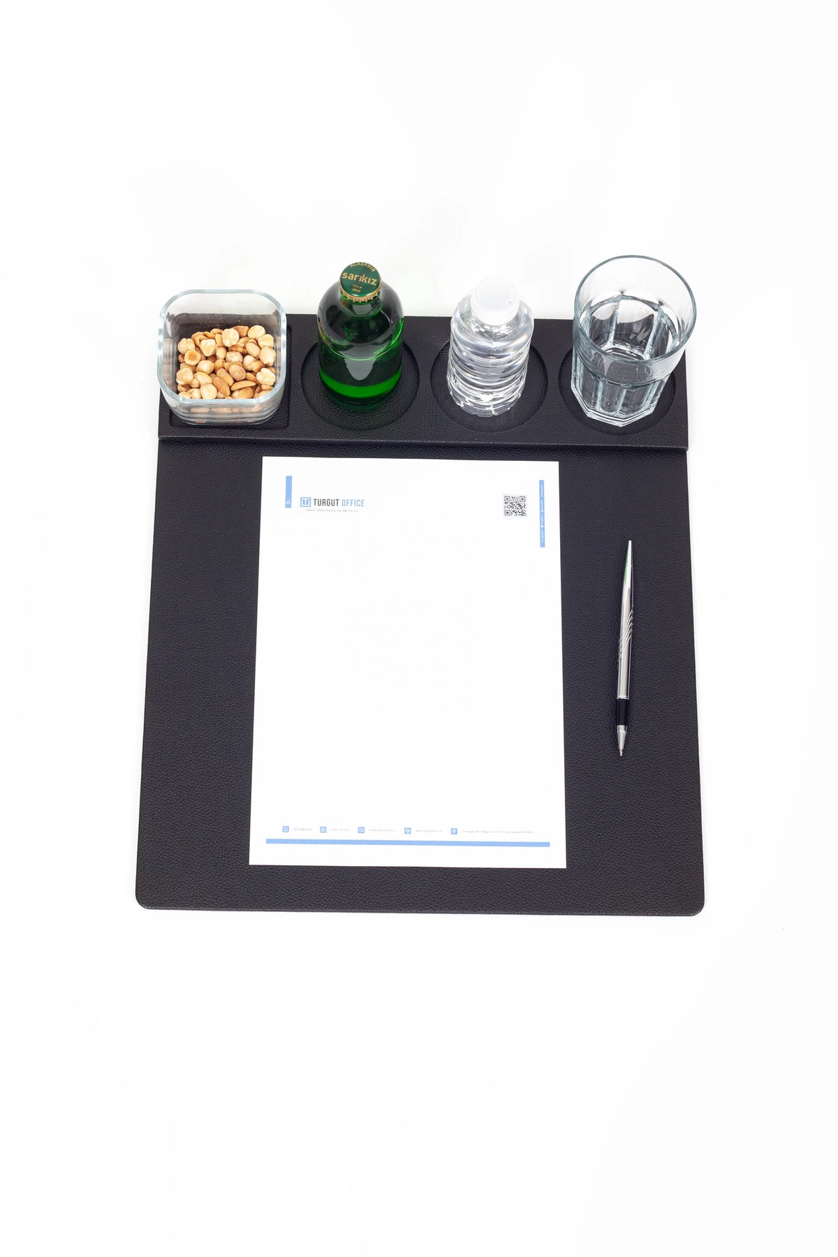 Black Faux Leather Conference Desk Pad Set - 38 x 44 cm