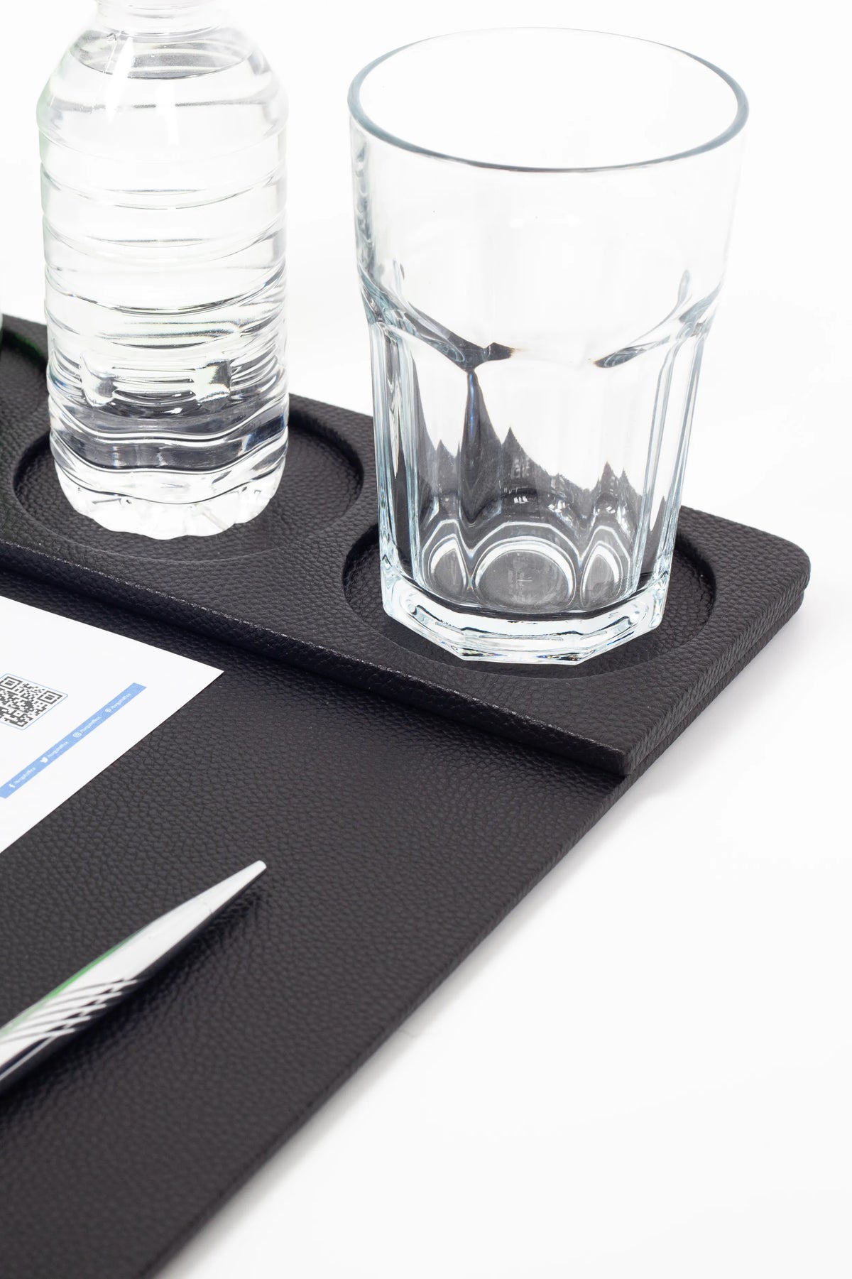 Black Faux Leather Conference Desk Pad Set - 38 x 44 cm