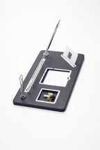 Organizer Leather Desk Nameplate Chrome Detailed