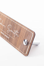 Wooden Desk Name Holder Chrome Detailed Laser Engraving