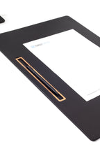 Leather Meeting Desk Black Horizontal Wooden Detailed 49x34cm