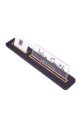 Leather Desk Nameplate Black Long Wooden Detail - Nameplate and Business Card Holder