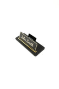 Leather Desk Nameplate Black Gold Detail - Nameplate and Business Card Holder