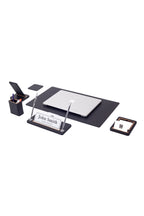 Capella Leather Desk Set 6 Pieces Desk with Nameplate