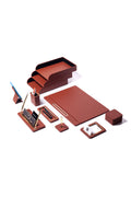 Capella Leather Desk Set Taba 11 Pieces Covered Model With Three Document Shelves
