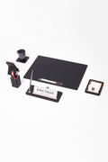 Cavalli Horizontal Latched Leather Desk Set Black 6 Pcs