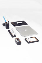 Alya 6 Piece Desk Name Holder Set Black Wood Detailed