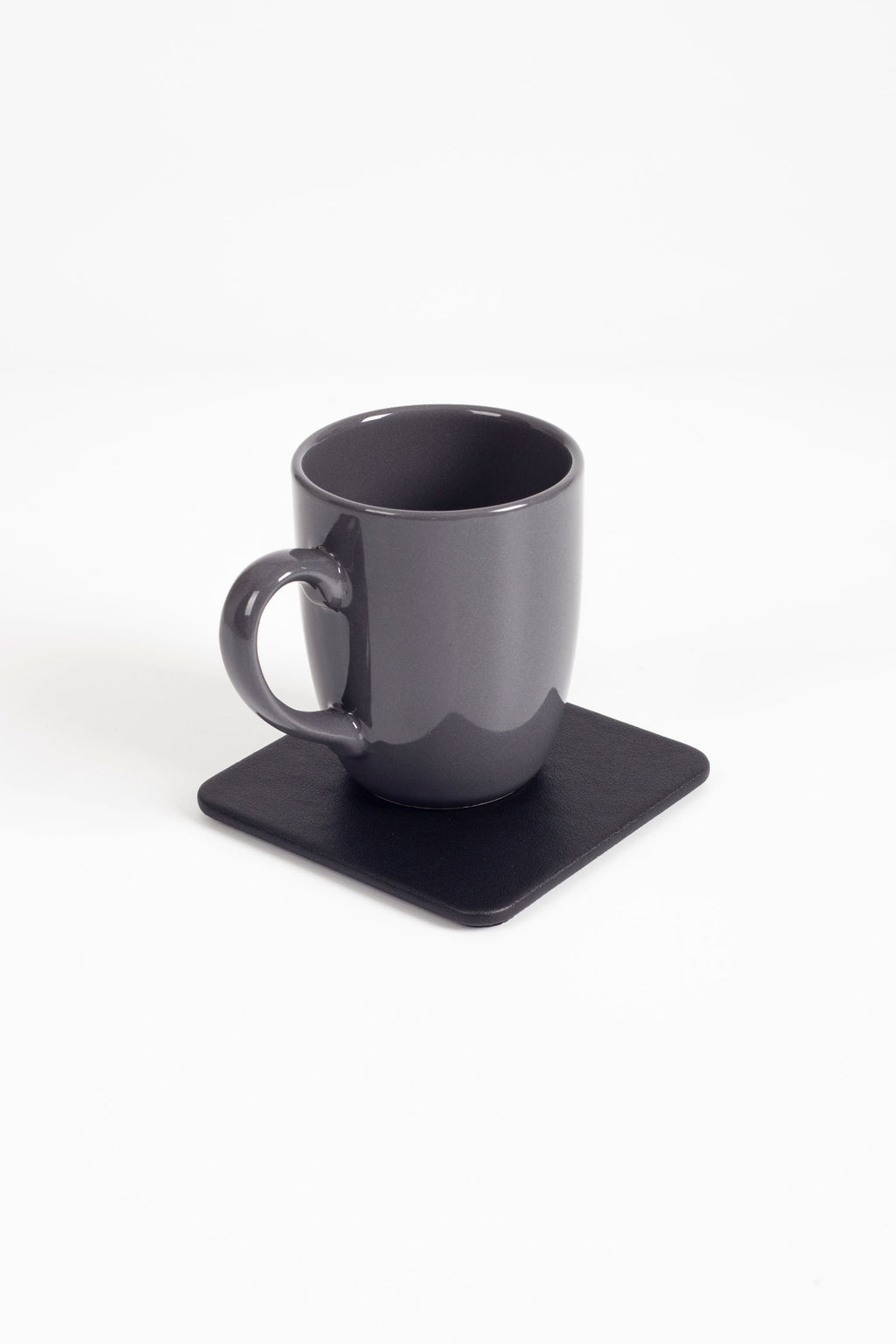 Leather Coaster Plain Black 1 Piece