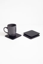 Leather Coaster Plain Black 3 Pieces