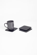 Leather Coaster Black 3 Pieces