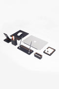Pera 6 Piece Desktop Set Black Wood Detailed