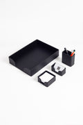 Roma Leather Desktop Set 4 Pieces Black