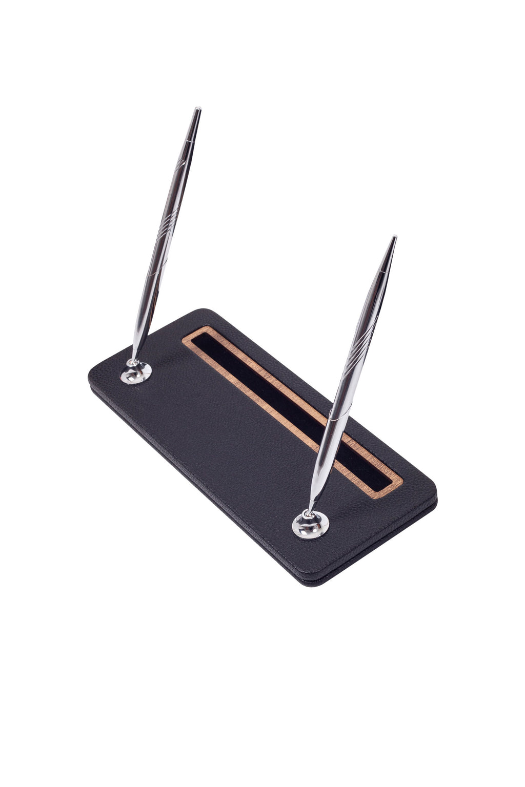 Pera Leather Pen Unit Black Wood Detailed