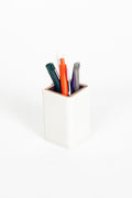Desktop Small Wooden Detailed Pencil Holder White