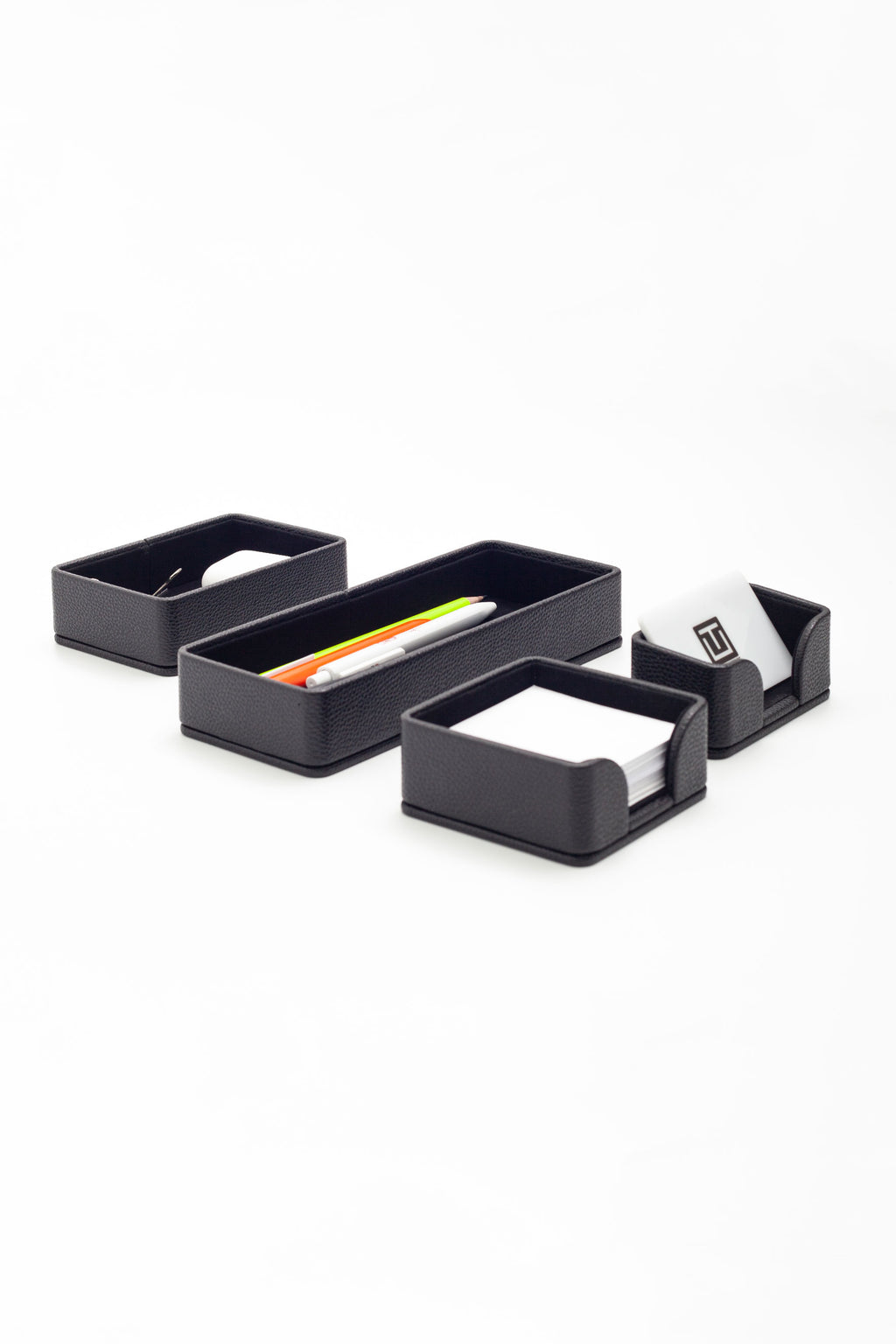 Felix Desktop Leather Organizer Set 4 Pieces Black