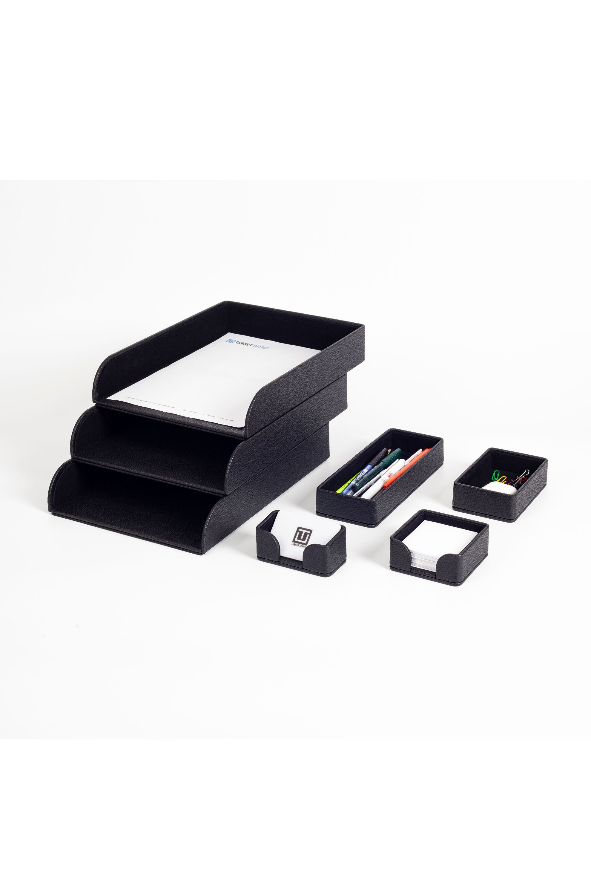 Felix Desktop Leather Organizer Set 7 Pieces Black