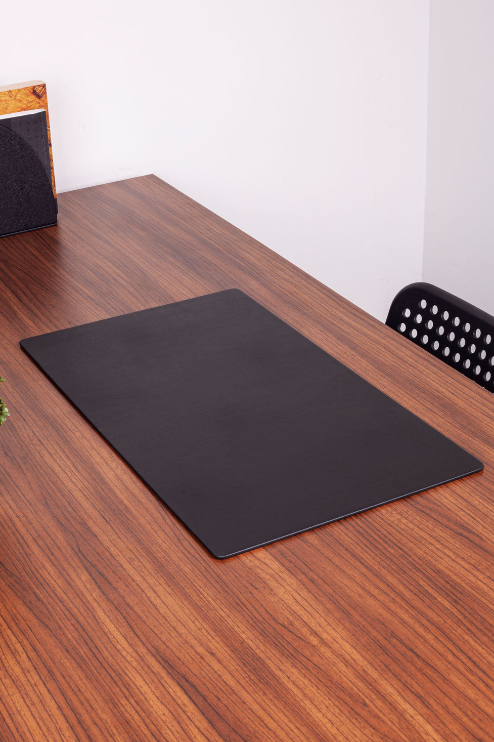 Leather Desk Mat Plain Black 60x35cm