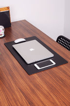 Leather Desk Mat Plain Black 60x35cm