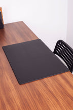 Leather Desk Mat Plain Black With Edge Protection 60x40cm