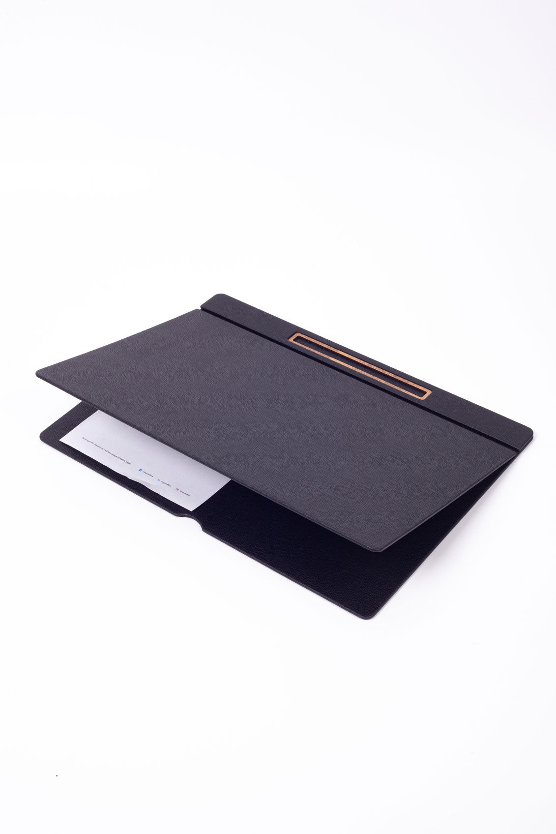 Leather Covered Desk Desk Black Wood Detail 50x35cm