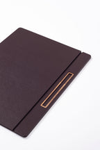 Leather Covered Desk Desk Brown Wood Detail 50x35cm