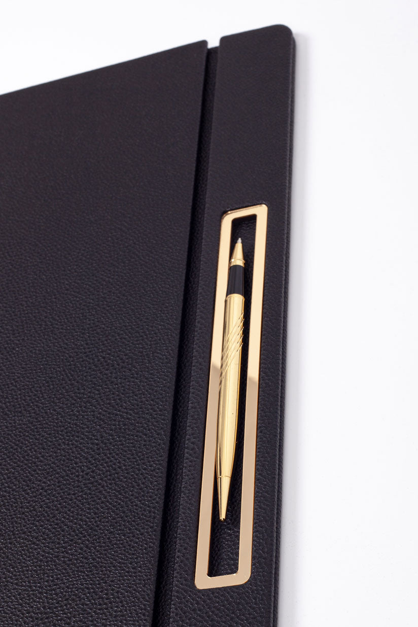 Leather Covered Desk Desk Black Gold Detailed 50x35cm