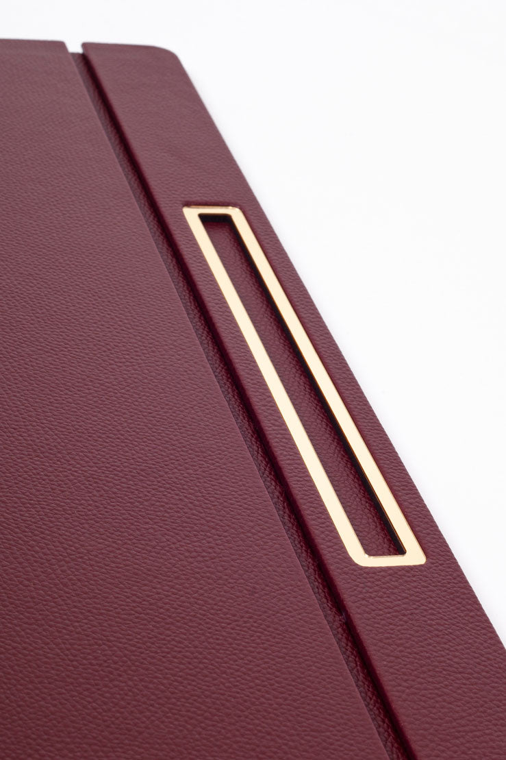 Leather Covered Desk Desk Claret Red Gold Detailed 50x35cm