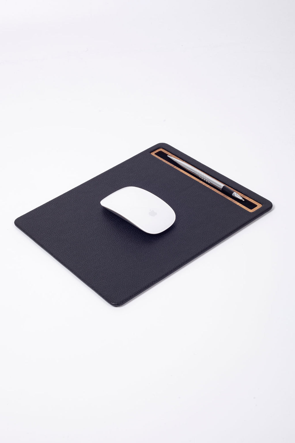 Leather Mousepad Black Wood Detailed