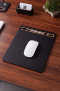 Leather Mousepad Black Wood Detailed