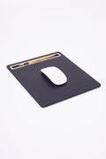 Leather Mousepad Plain Black Gold Detailed