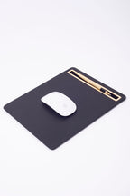 Leather Mousepad Plain Black Gold Detailed