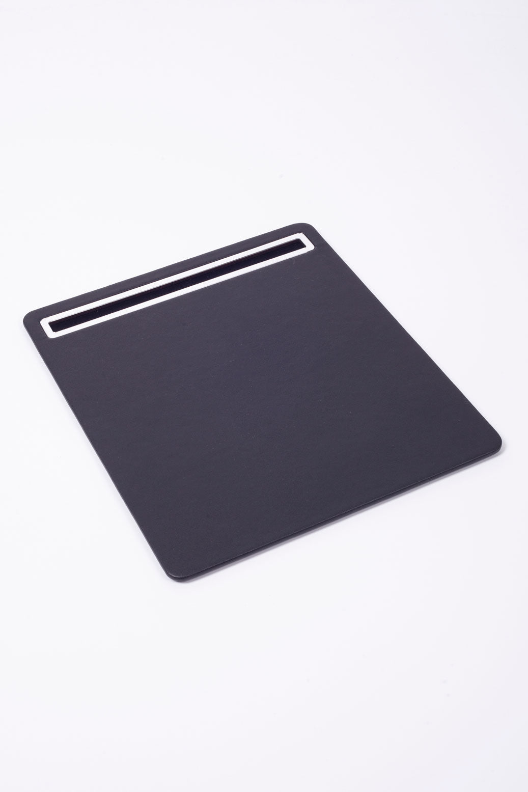 Leather Mousepad Plain Black Chrome Detailed