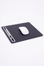 Leather Mousepad Plain Black Chrome Detailed