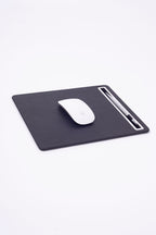 Leather Mousepad Plain Black Chrome Detailed