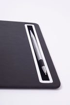 Leather Mousepad Plain Black Chrome Detailed