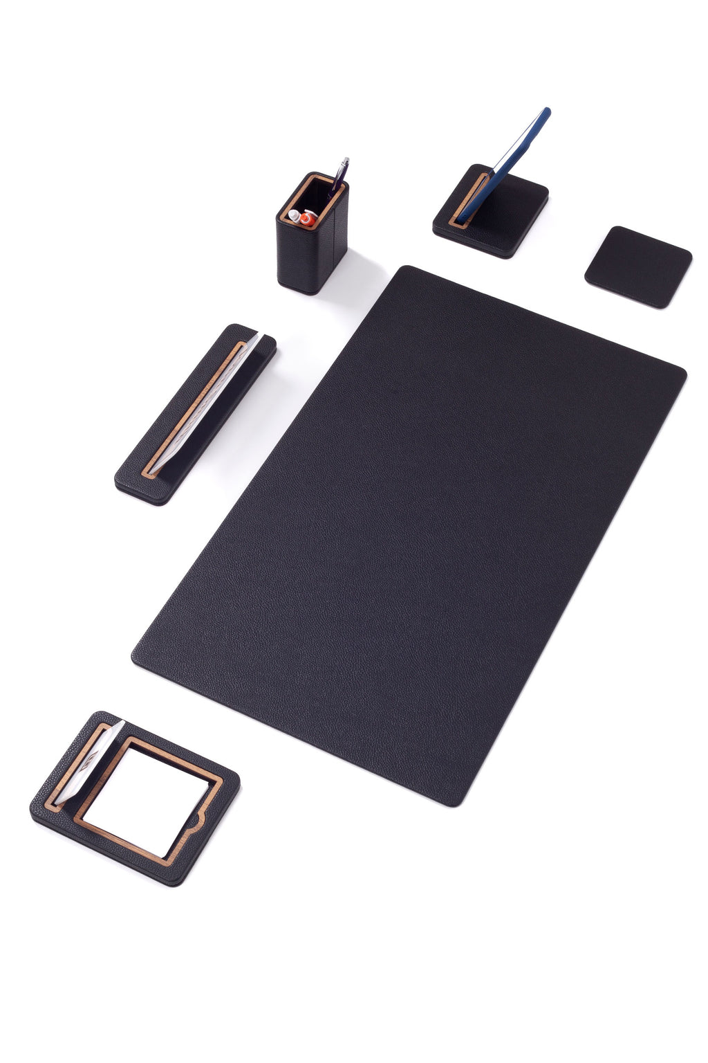 Alya Leather Desk Set 6 Pieces Desk with Nameplate