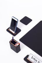 Alya Leather Desk Set 6 Pieces Desk with Nameplate