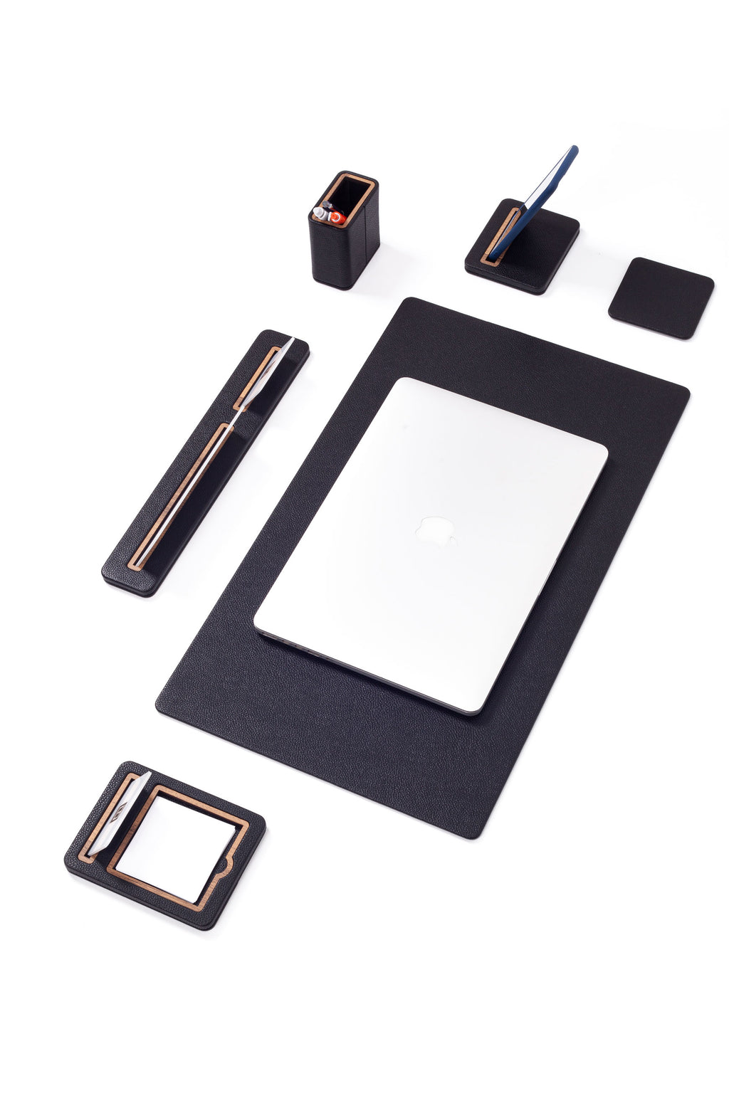 Rigel Leather Desk Set 6 Pieces with Desk Nameplate