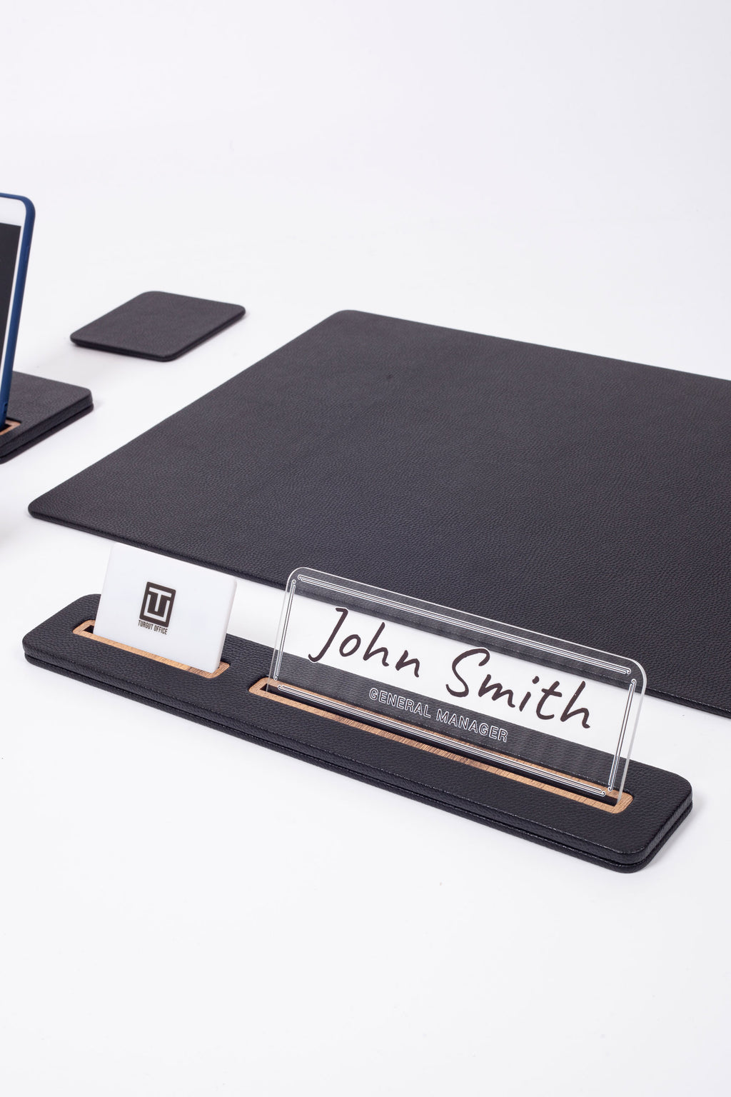 Rigel Leather Desk Set 6 Pieces with Desk Nameplate