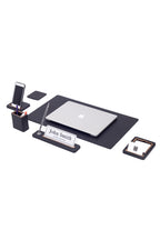 Lincoln Leather Desk Set 6 Pieces With Nameplate