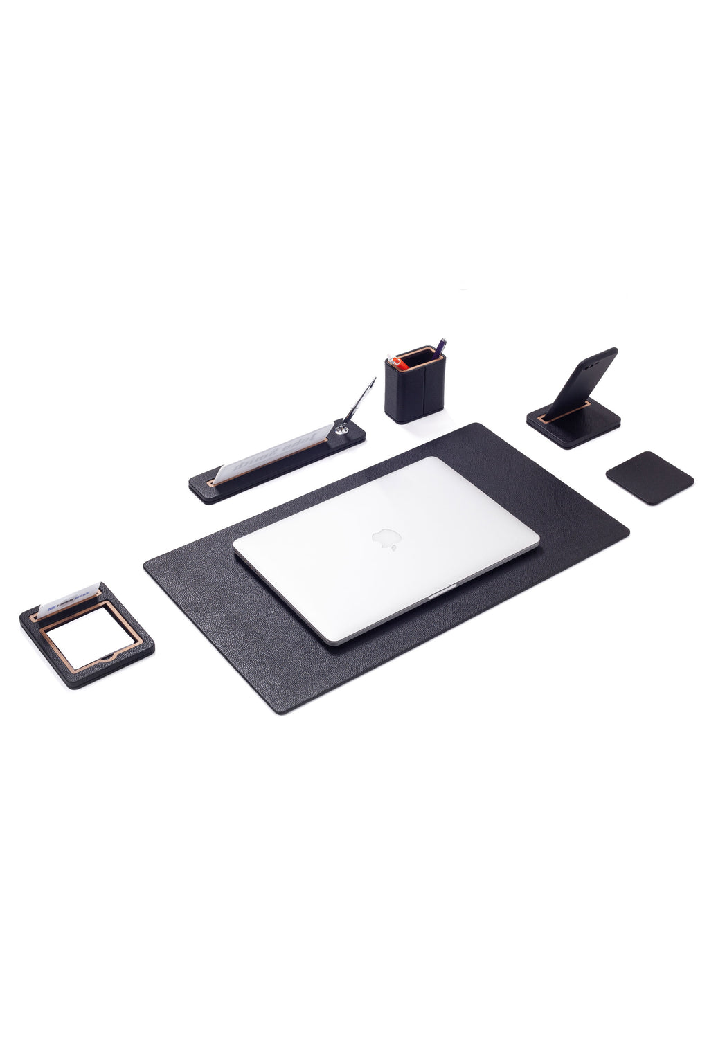 Lincoln Leather Desk Set 6 Pieces With Nameplate