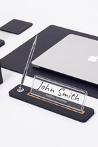 Lincoln Leather Desk Set 6 Pieces With Nameplate