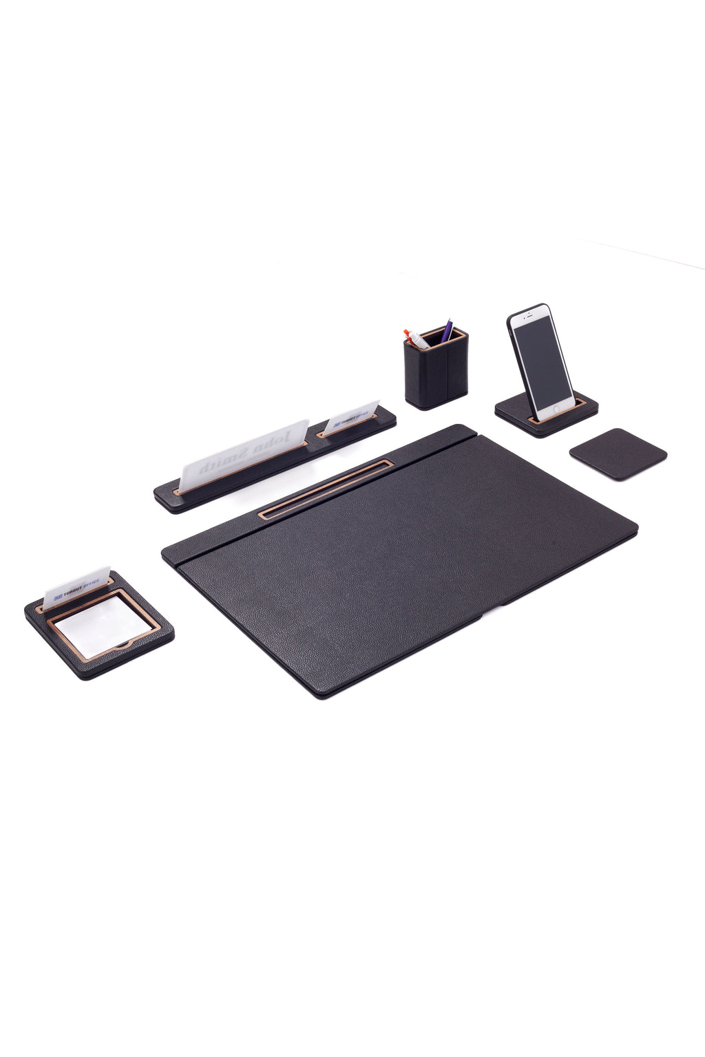 Rigel Leather Desk Set 6 Pieces Covered Model