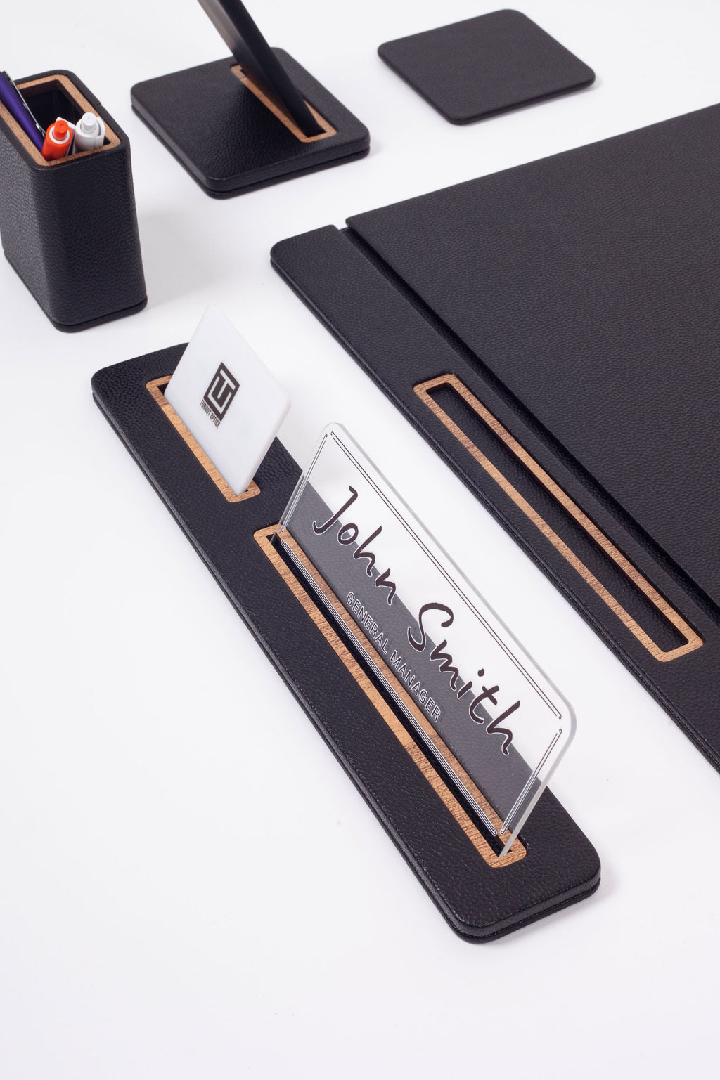 Rigel Leather Desk Set 6 Pieces Covered Model