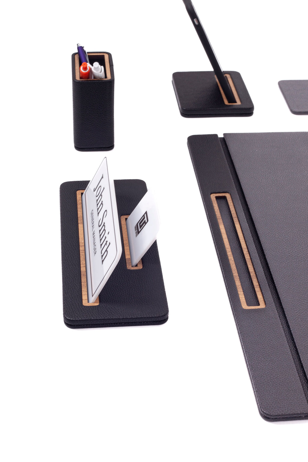 Sirus Leather Desk Set 6 Pieces Covered Model Desk With Nameplate