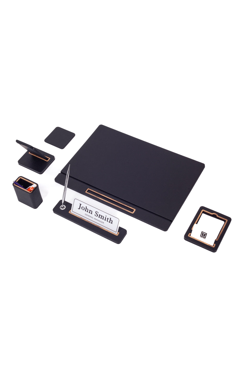 Lincoln Leather Desk Set 6 Piece Covered Model