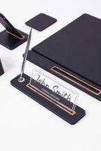 Lincoln Leather Desk Set 6 Piece Covered Model